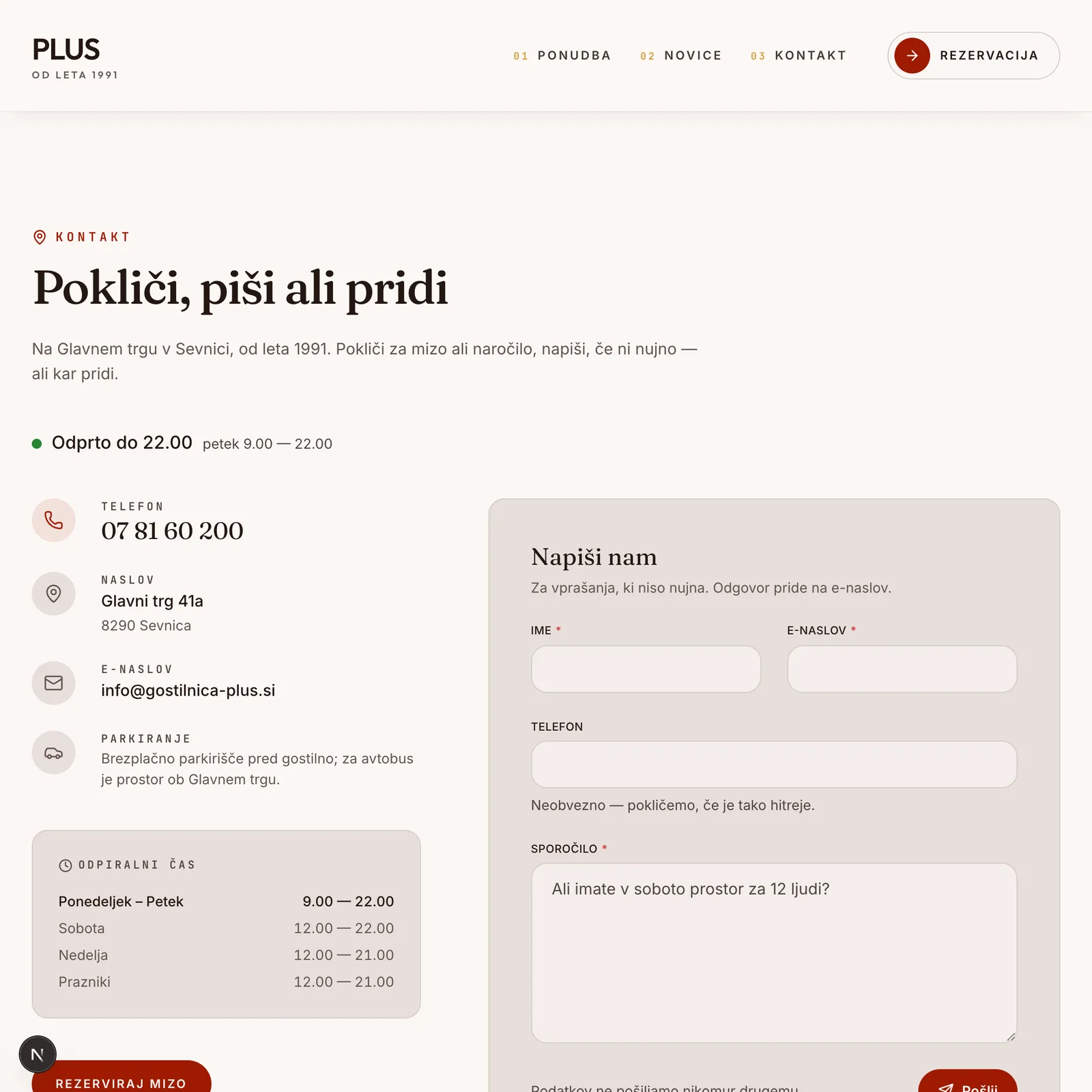 Miza, obvestila in vse ostalo